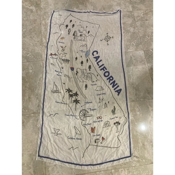 Old Navy California Map Wall Art Hanging Lightweight Decor Blue White State - Picture 5 of 9